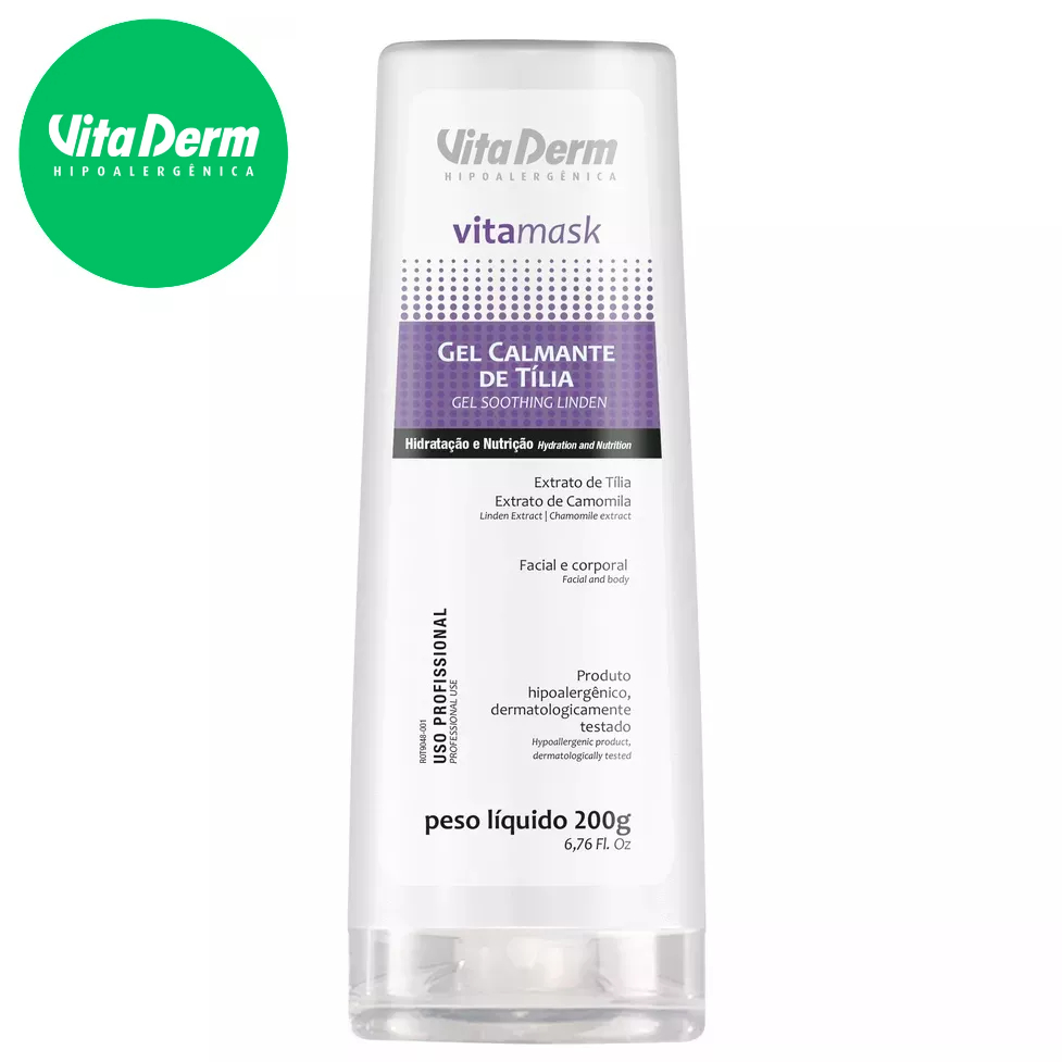 Máscara Gel Calmante De Tília Plus 200gr Vita Derm Máscara Gel Calmante De Tília Plus 200gr Vita Derm