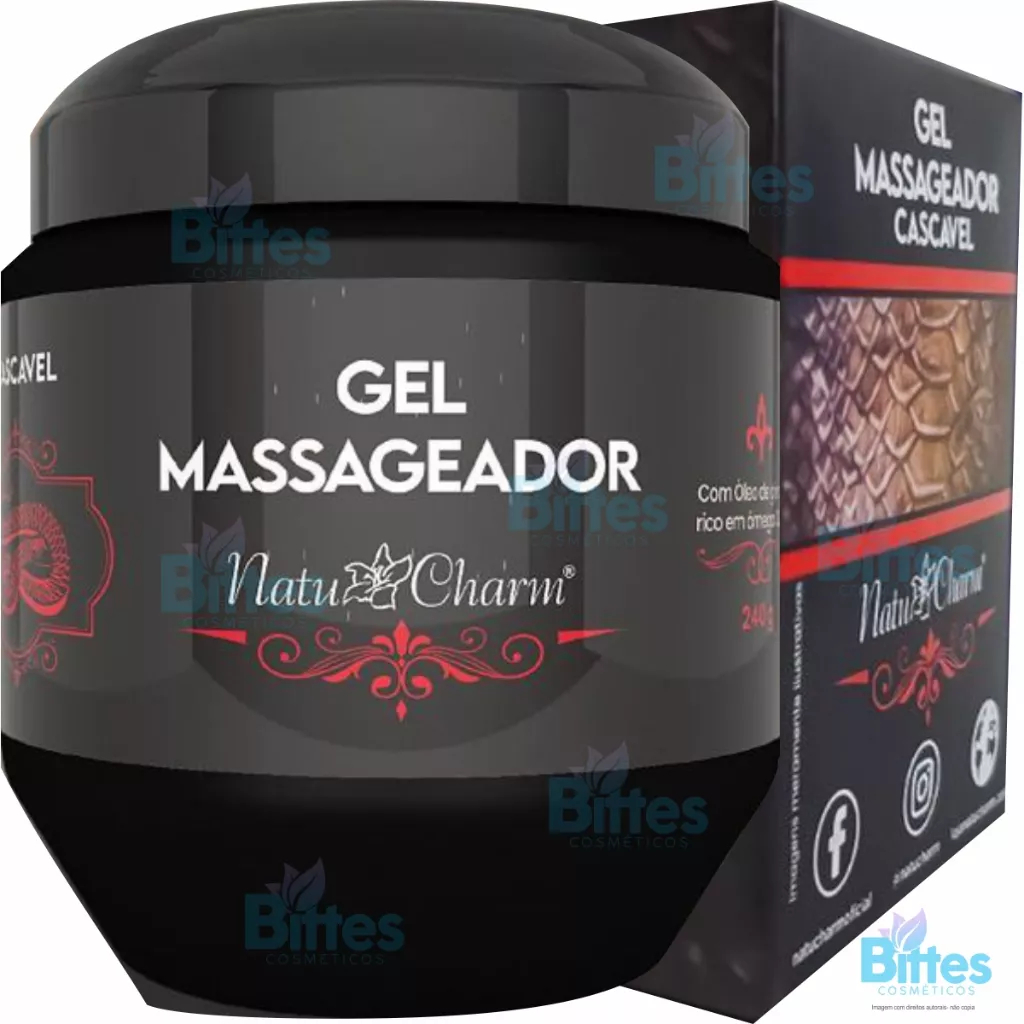 GEL MASSAGEADOR CORPORAL CASCAVEL NATU CHARM COSMÉTICOS MUSCULAR