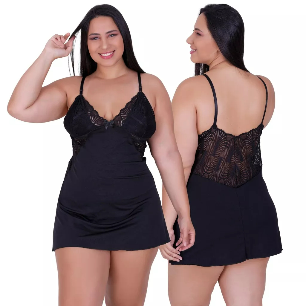 Camisola Plus Size Pijama Sexy Feminino Com Renda 50 ao 54 em Oferta na Shopee