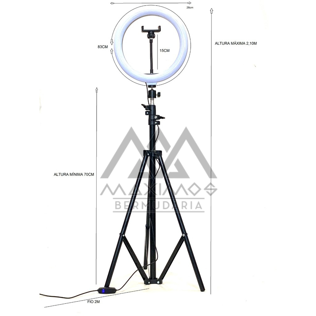 Ring light grande led com tripe 83 cm + Brinde ring Light de mesa 8 polegadas OFERTA