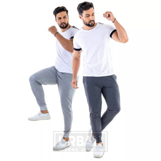 Kit C/ 2 Calças de Moletom Unissex Adulto Unissex Jogger Slim em Oferta na Shopee