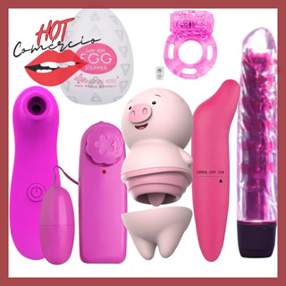 Kit SexShop Vibrador Feminino Estimulador de Clitoris Porquinho + Vibrador Personal + Vibro Bullet + Vibra Golfinho + Sugador Clitoriano + Egg Masturbador Unissex + Anel Peniano Vibrador