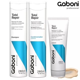 Kit Profissional Reparação e Nutrição Imediata Shampoo + Condicionador + Leave-in Total Repair Gaboni Professional