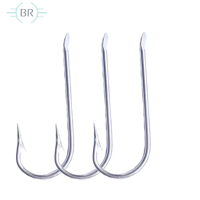 Kit 50 Anzol Chapinha Patinha Grande 2/0 125mm Niquelado Sem Furo Para Pesca Profissional Espinhel Garoupa Shad