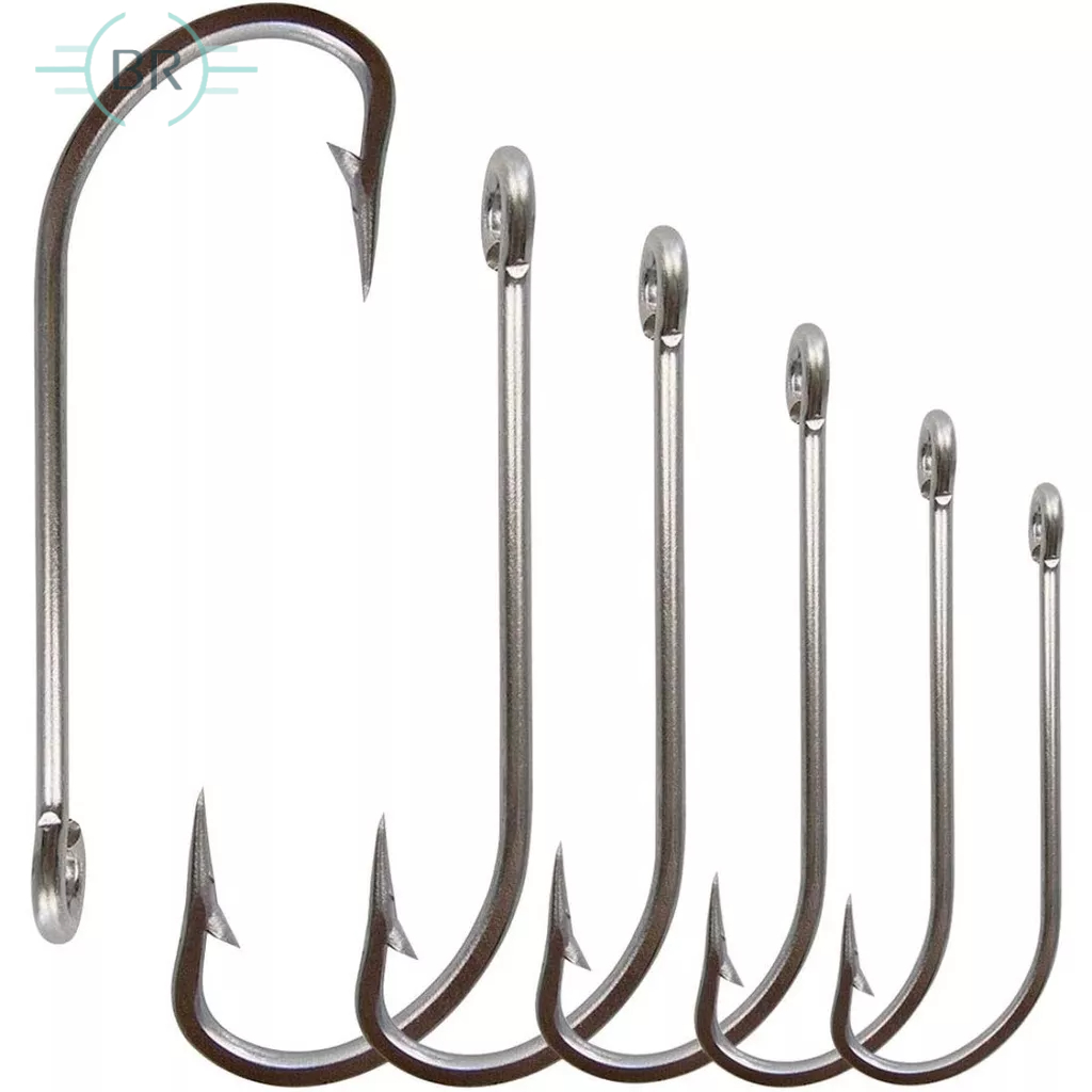 Kit 10 Unidades de Anzol Para Pesca Em Aço Inox Com Argola Marinizado Vários Tamanhos Para Pesca Profissional Espinhel