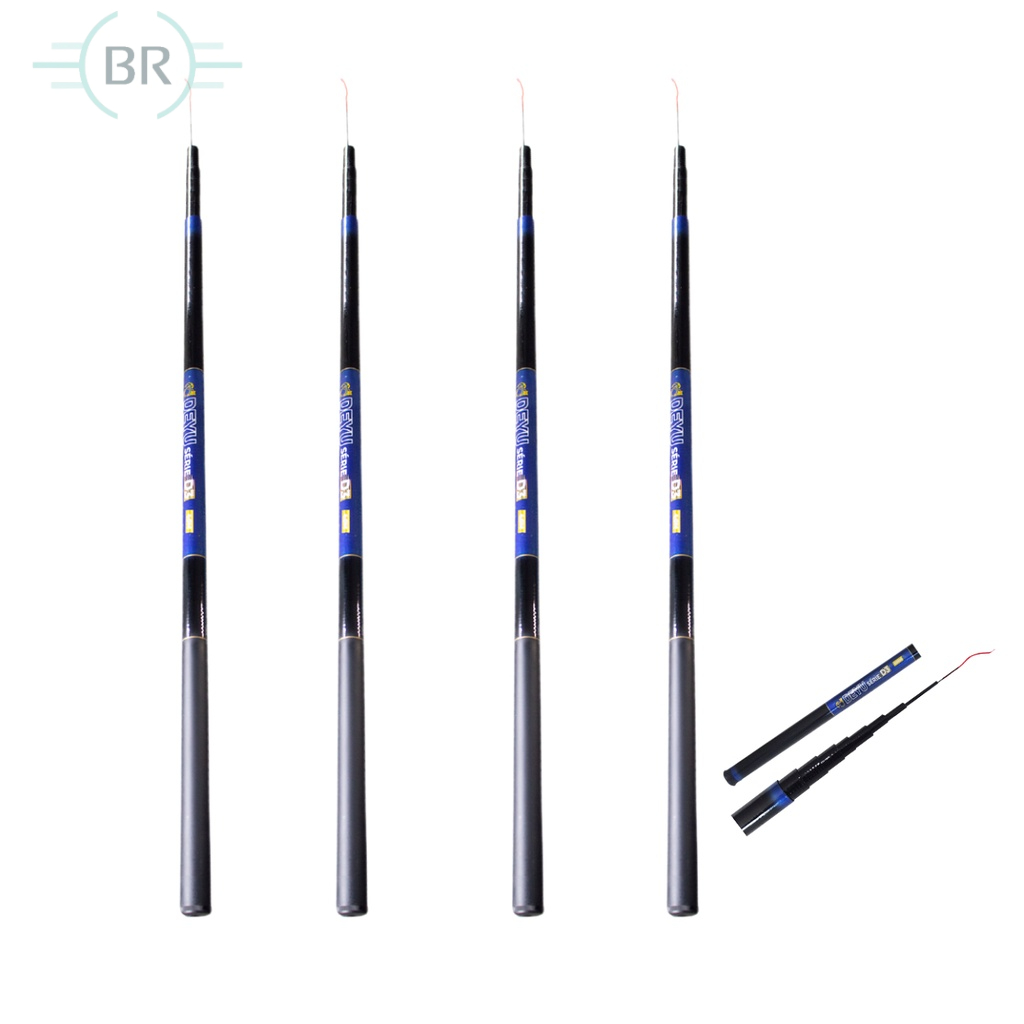 Kit 4 Vara de Pesca Telescópica em Fibra de Vidro com Capa Protetora de Mão Retrátil Caniço com 3 Metros a 5 Metros