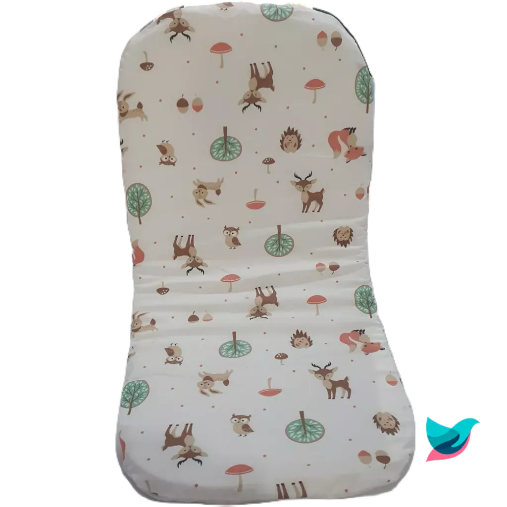 Colchão Colchonete para Carrinho de Bebê Raposinha Acolchoado para Carrinho tema Raposa Bosque 100% Algodao Tricoline