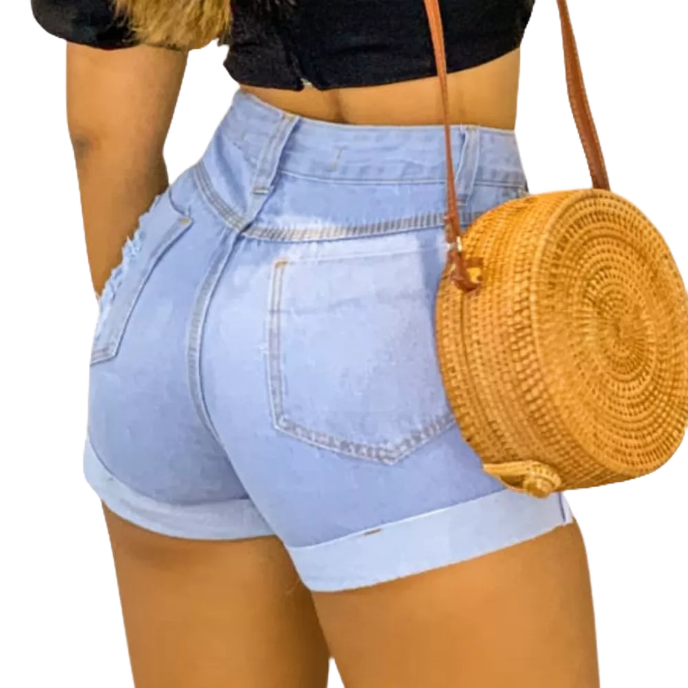 Short Jeans Curto Feminino bermuda destroyed Hot Pants Tendência Jeans Premium da Moda  sem lycra