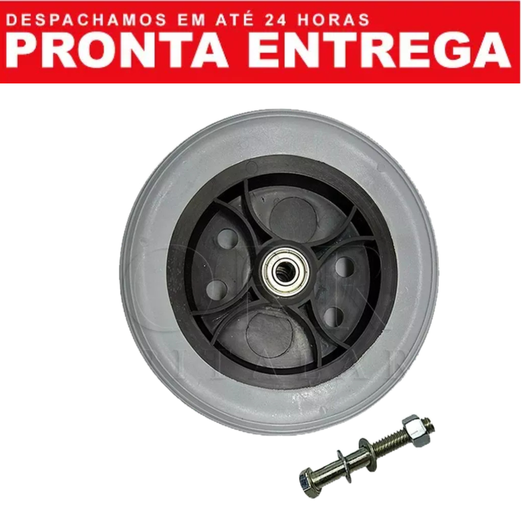 Rodinha Dianteira Aro 6 Jaguaribe para Cadeira de Rodas - Uma Roda com Pneu PVC Emborrachado