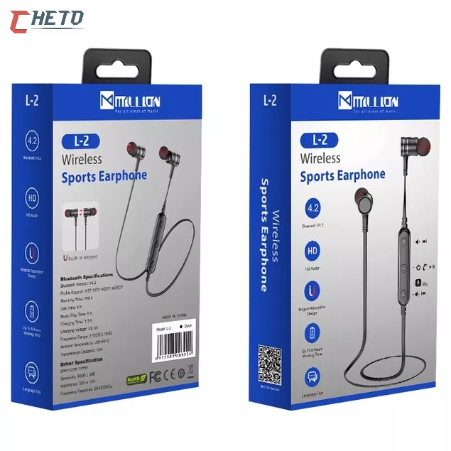 Millon Fone de ouvido sem fio/ Fone Wireless in-ear Fone Bluetooth L2