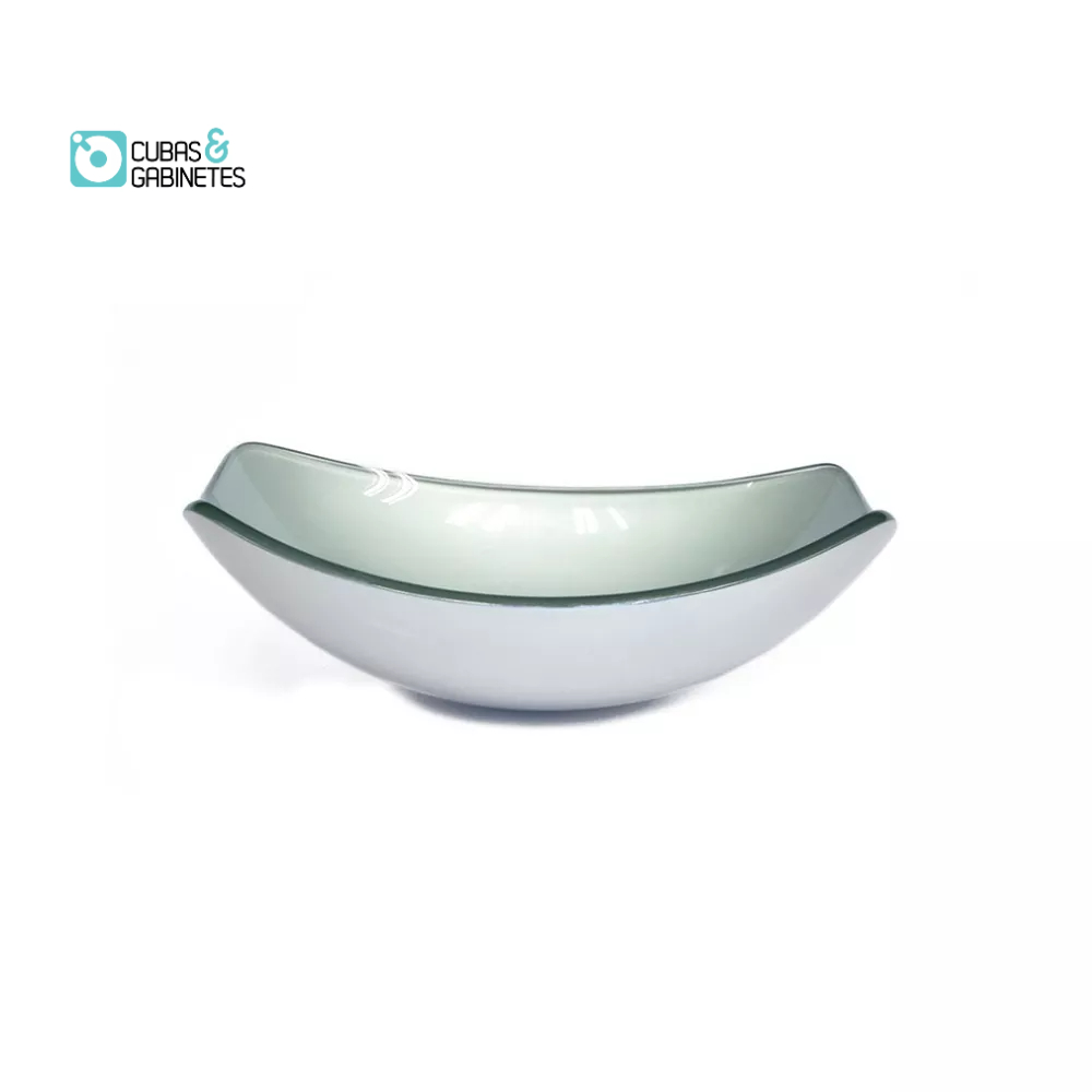 CUBA DE VIDRO OVAL CHANFRADA 46CM PRATA