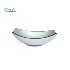 CUBA DE VIDRO OVAL CHANFRADA 46CM PRATA