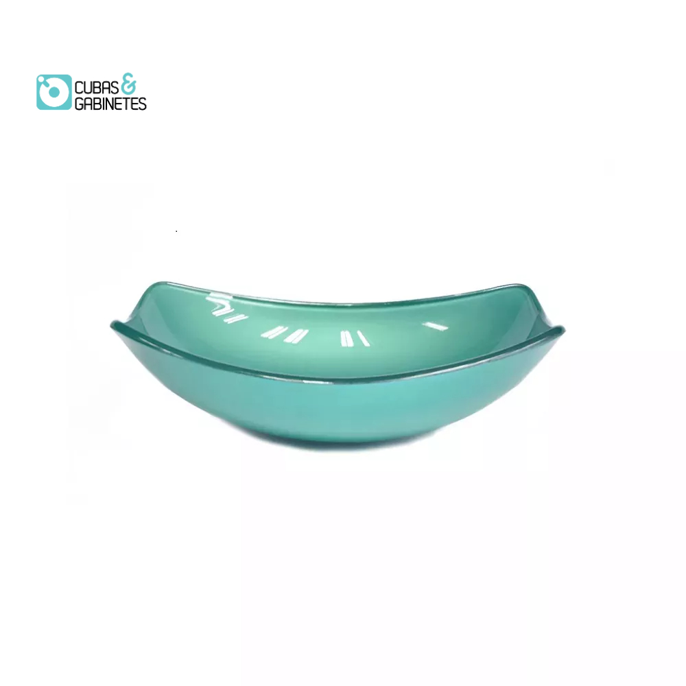 CUBA DE VIDRO OVAL CHANFRADA 46CM VERDE