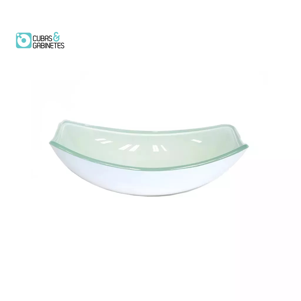 CUBA DE VIDRO OVAL CHANFRADA 46CM BRANCA