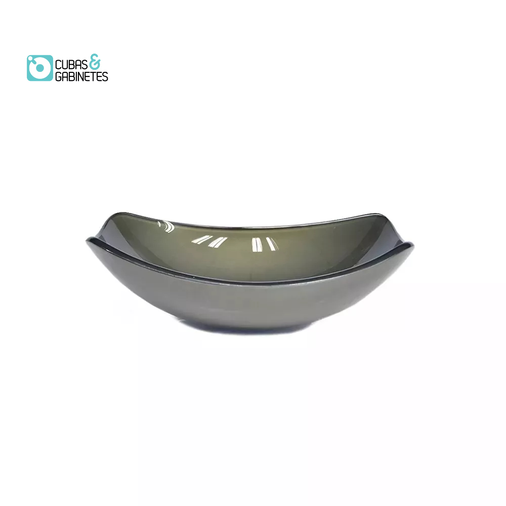 CUBA DE VIDRO OVAL CHANFRADA 46CM OURO ENVELHECIDO