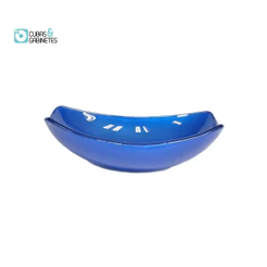 CUBA DE VIDRO OVAL CHANFRADA 46CM AZUL ESCURO
