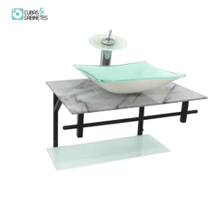 GABINETE DE VIDRO PARA BANHEIRO 60CM RETANGULAR AP SLIM MÁRMORE BRANCO
