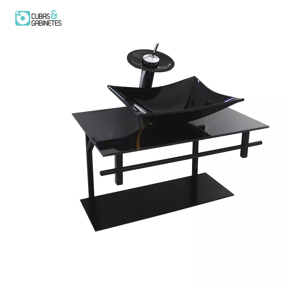 GABINETE DE VIDRO PARA BANHEIRO 60CM RETANGULAR AP SLIM MÁRMORE PRETO DOURADO
