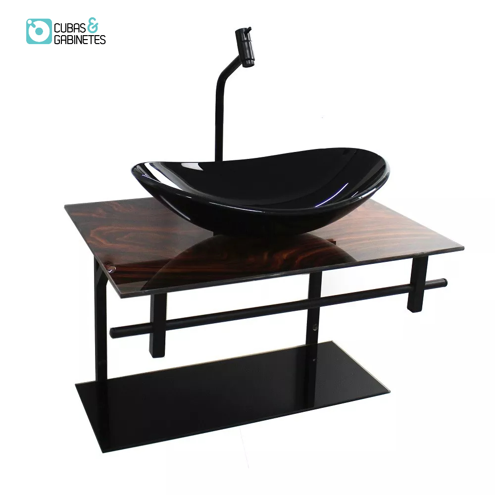GABINETE DE VIDRO PARA BANHEIRO 60CM OVAL AP SLIM MADEIRA NOGUEIRA