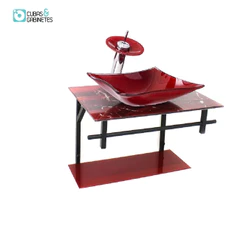 GABINETE DE VIDRO PARA BANHEIRO 60CM RETANGULAR AP SLIM MARMORE AVERMELHADO