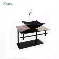 GABINETE DE VIDRO PARA BANHEIRO 60CM RETANGULAR AP SLIM MADEIRA RÚSTICA