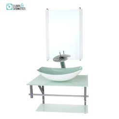 GABINETE DE VIDRO PARA BANHEIRO 60CM AC CUBA OVAL CHANFRADA BRANCO FULL
