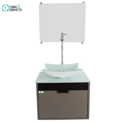 Gabinete Armário Banheiro 40cm Cuba Quadrada Branca
