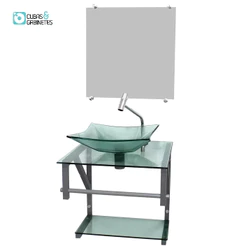 GABINETE DE VIDRO VERDE 40CM AC COM CUBA QUADRADA