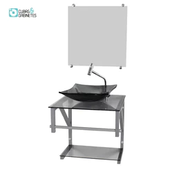 GABINETE DE VIDRO FUME 40CM AC COM CUBA QUADRADA
