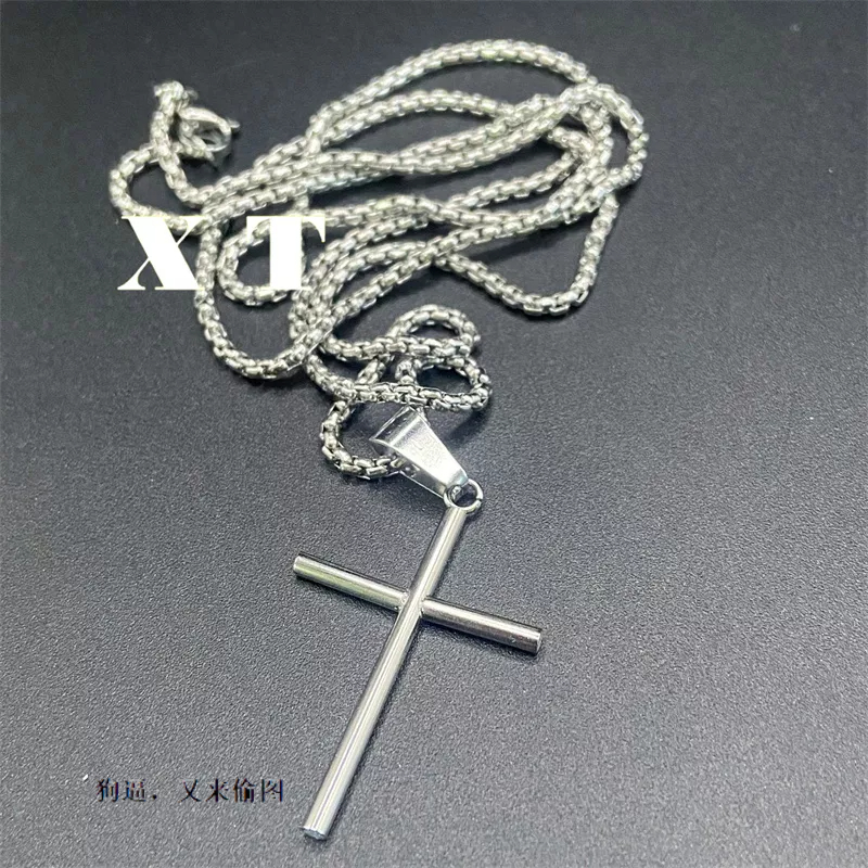 Correntinha cadeia Masculina Aço Inox Colar fina Quilha Feminino Pingente crucifixo