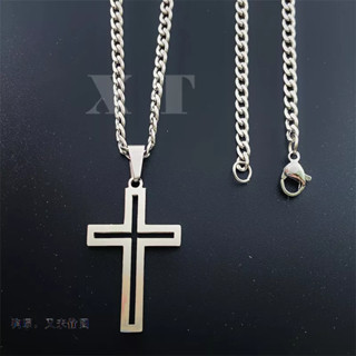 Colar E Pulseira Masculino Cruz Aço Inox Cordao Grumet 1x1