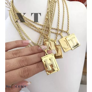 Qualidade feminino meninas carta inicial colar 45cm de ouro 24 letras charme colares pingentes de cobre jóias pessoal colar