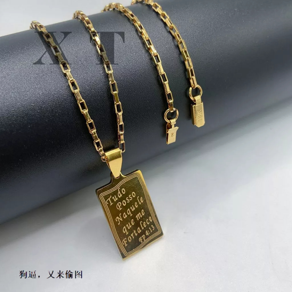 Corrente masculina cadeia de treliça aço inoxidável a 18k,Colar Fina com pingente de Tudo Poços de aço inoxidável em Oferta na Shopee