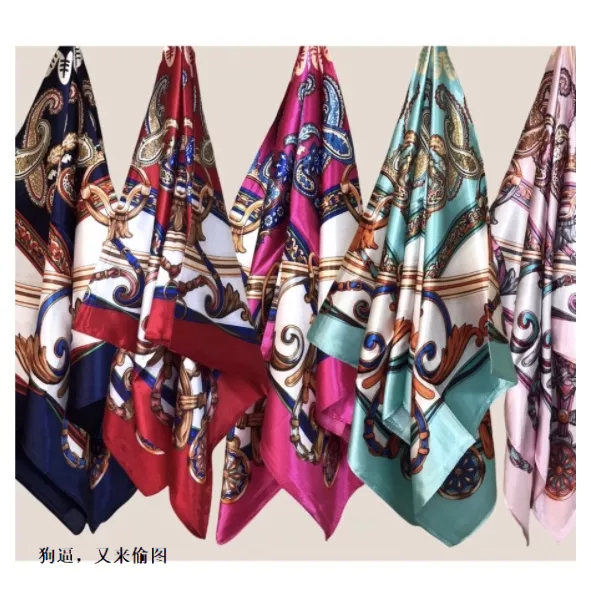 Lenços Cetim Seda Elegante Primavera Grande 90x90（várias estampas/entrega aleatória) em Oferta na Shopee