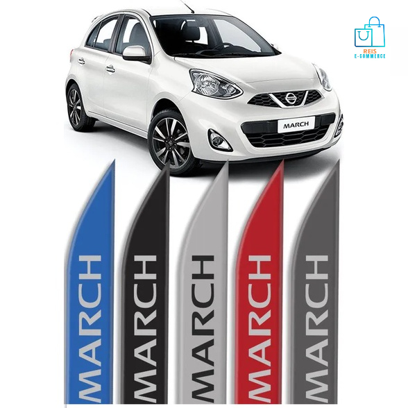 Jogo Friso Lateral Ponta Facão NISSAN MARCH (TODOS) - Grafia Cromada - Todas as Cores