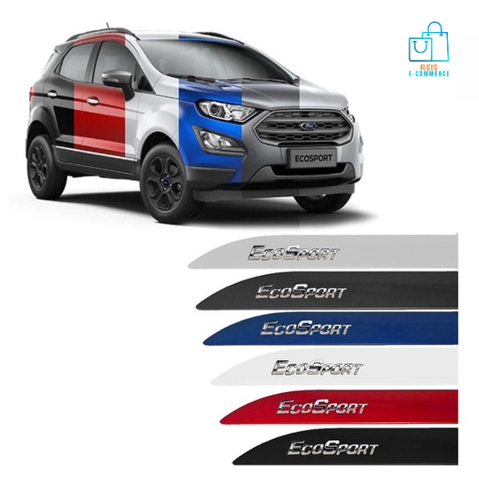 Jogo Friso Lateral Ponta Facão ECOSPORT - Grafia Cromada - Todas as Cores