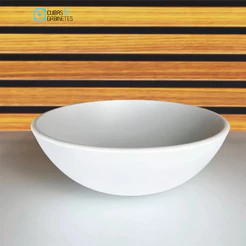 CUBA DE VIDRO REDONDA 35CM BRANCO FOSCO