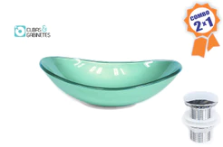 Cuba De Vidro Oval 47cm Verde + Válvula Click