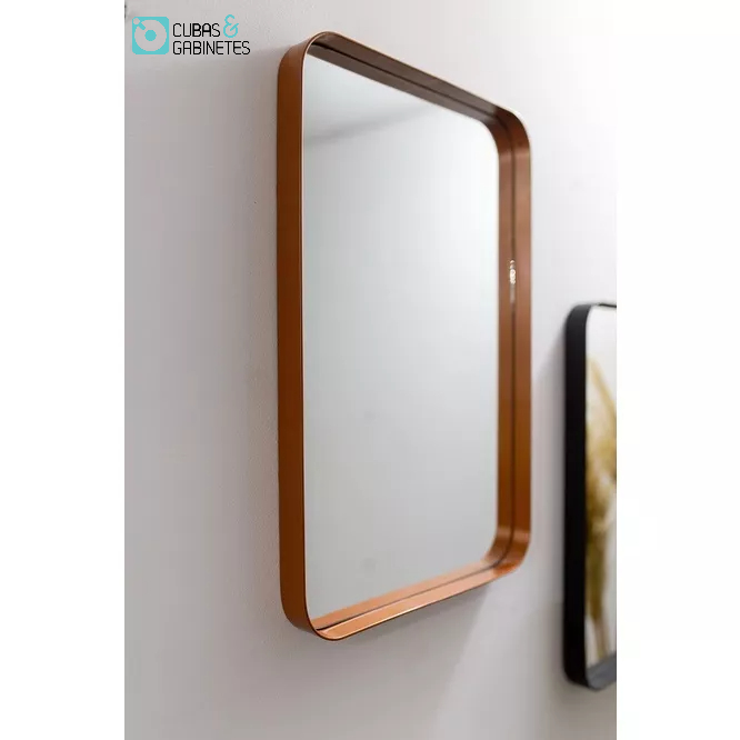 ESPELHO LUXO QUADRADO RETRÔ 60X60CM BANHEIRO SALA QUARTO HALL MOLDURA ROSE GOLD