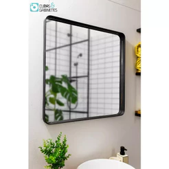 ESPELHO LUXO QUADRADO RETRÔ 60X60CM BANHEIRO SALA QUARTO HALL MOLDURA PRETO
