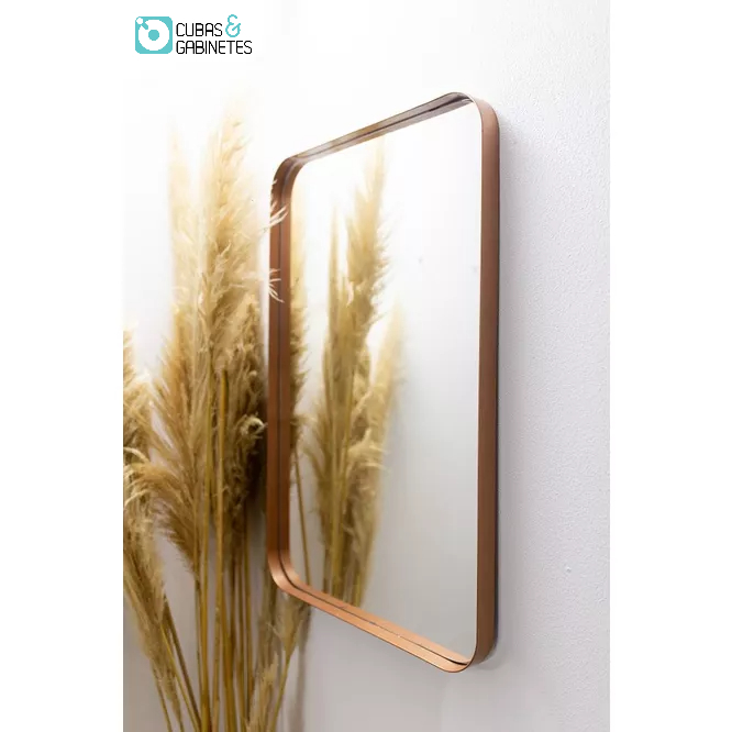 ESPELHO LUXO QUADRADO RETRÔ 60X60CM BANHEIRO SALA QUARTO HALL MOLDURA BRONZE