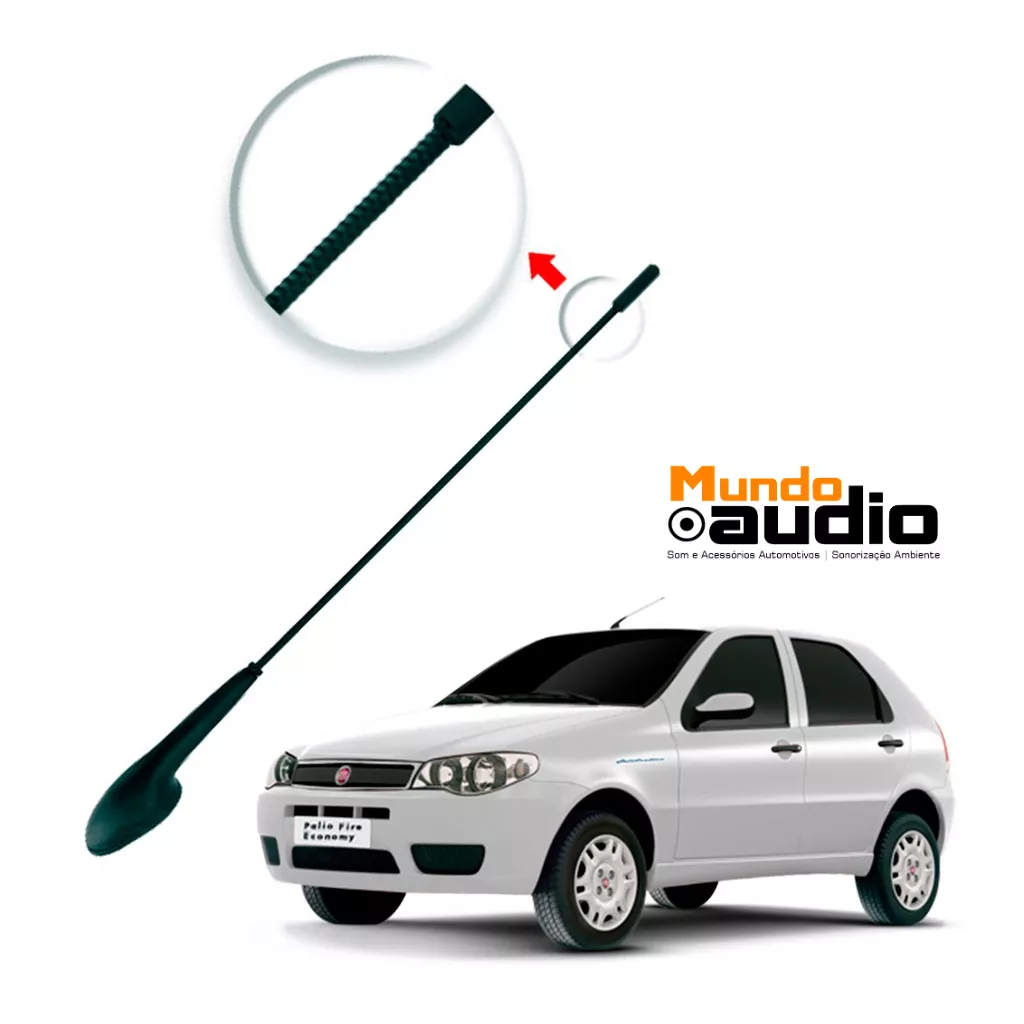 Antena De Teto Cabo Para Fiat Palio Siena Strada Novo Uno Mobi Brava Haste fixa