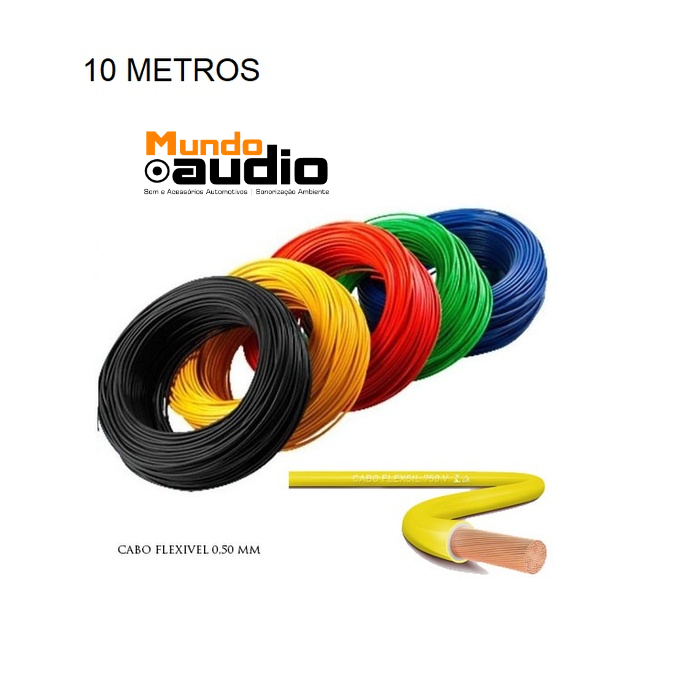 Fio Cabo Cabinho 0,50mm - Som Automotivo Permak 10 METROS 100% Cobre - Envio Imediato