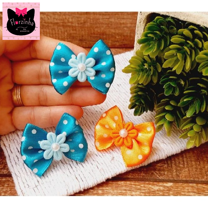 Lacinhos Pet Adesivo P C/6 un - Laço Pet Florzinha Banho e Tosa Pet Shop