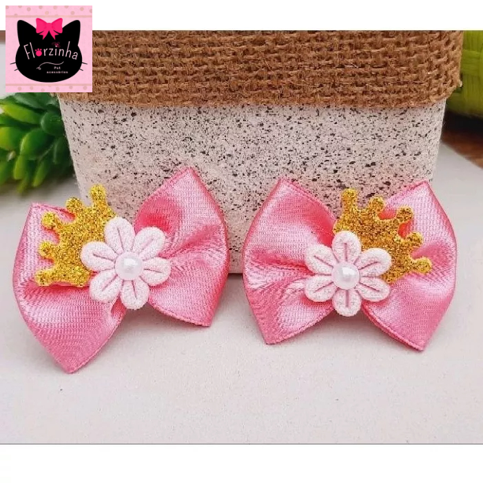 Lacinhos Pet P C/ Elástico  C/ 6 Un - Laço Pet Penteado Pet Shop Banho e Tosa
