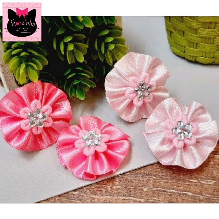 Lacinhos Pet Fuxico Adesivo P C/6 Un - Laço Pet Pelinho Curto Pet Shop Banho e Tosa
