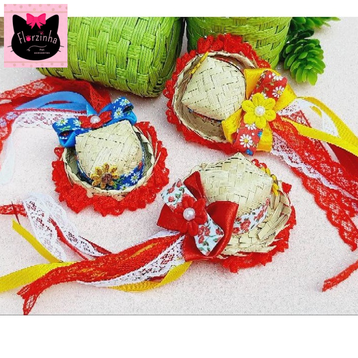 Chapéuzinho De Palha Pet - Mini Chapéu Pet Festa Junina Banho e Tosa Pet Shop