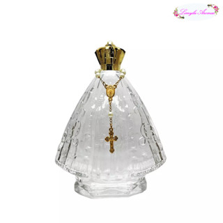 Vidro Água Benta Nossa Senhora Aparecida Santinha 120ml + Terço e Coroa Dourada