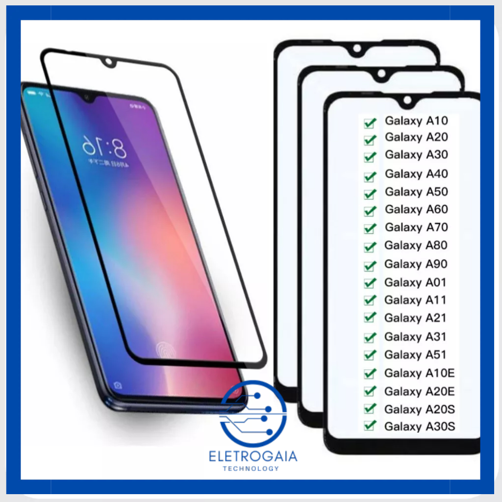 Película De Vidro Temperado 3D Para celulares Samsung A01 A10 A20 A30 A11 A12 A13 A21S A32 A50 A51 A52 A70 A71 Pronta Entrega