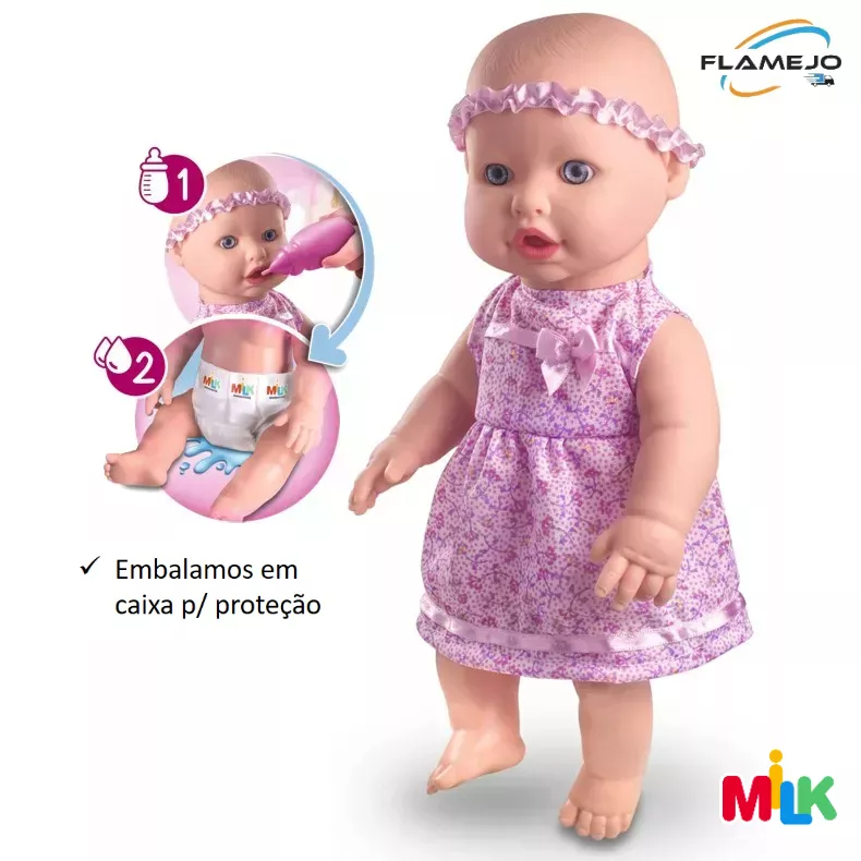 Boneca Bebezao Faz Xixi De Verdade Sapekinha Com Fralda e Mamadeira brinquedo menina